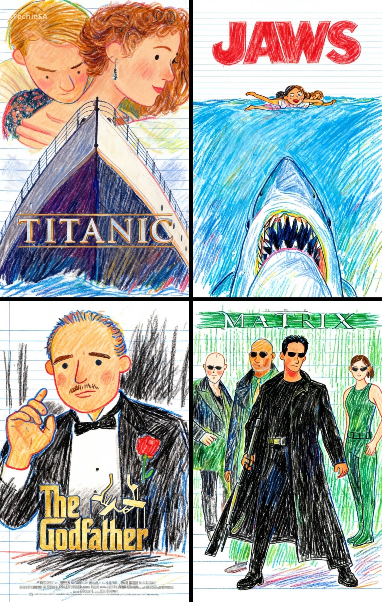 Kid-drawn Movie Posters