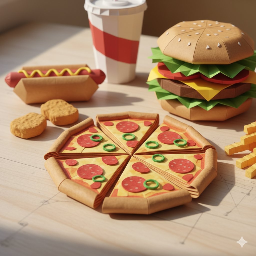 food images an origamic effect