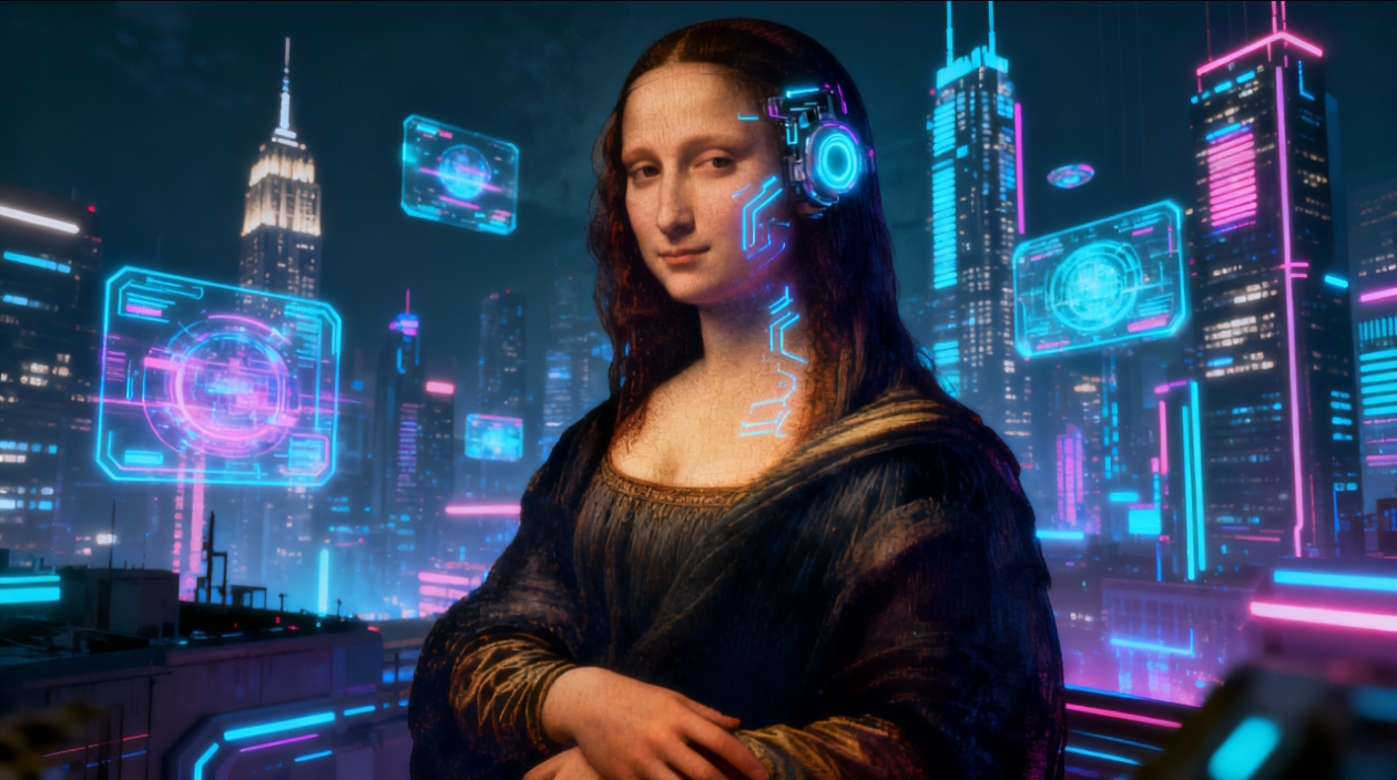 Futuristic cyberpunk Monalisa