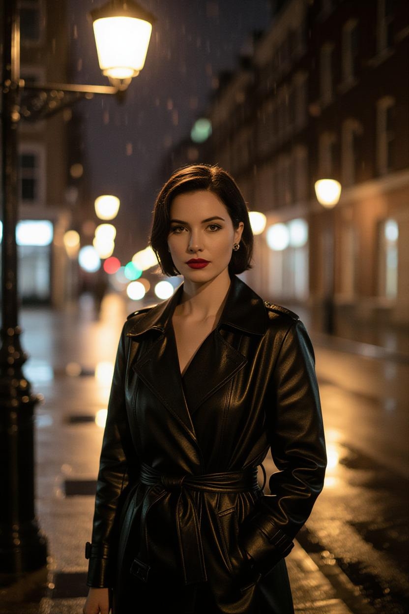 Woman in a vintage leather